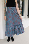 Blue and Red peacock pattern wrap skirt