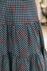 Red and Blue Peacock  -3-tiered wrap skirt.