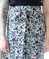 Black and Grey Flower Blocprint Wrap Skirt