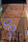 Amber and Blue Tribal - 3-tiered wrap skirt.