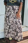 Brown and ivory paisley wrap skirt