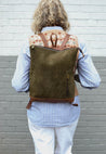 olive green seude backpack