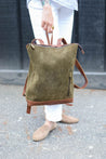 Olive green seude backpack