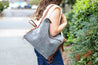 gray seude backpack