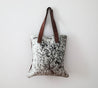 Cowhide and leather tote