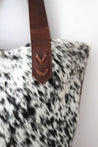 Cowhide and leather tote