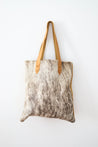 Cowhide and leather tote