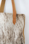 Cowhide and leather tote