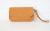 Camel Leather Wallet Wristlet