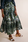 Green and White Brushstroke - 3-tiered wrap skirt.