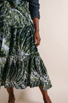 Green and White Brushstroke - 3-tiered wrap skirt.