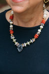 red, green, cream, and blue chunky necklace