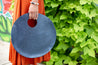 Navy leather circle bag