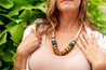 green, yellow, and brown chunky necklace