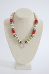 red, green, cream, and blue chunky necklace