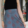 Blue and Red peacock pattern wrap skirt