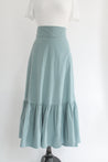 muted blue-green wrap skirt