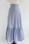 plaid in blue and grey wrap skirt